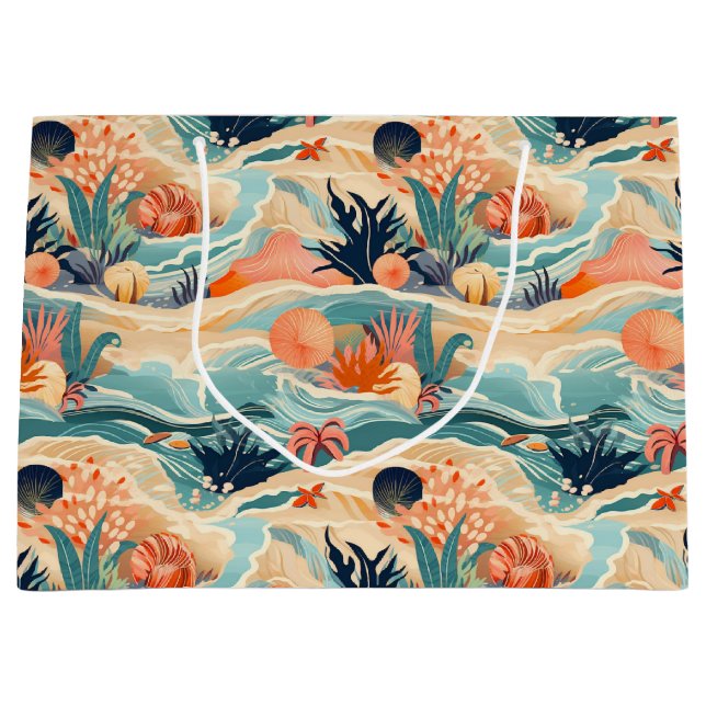 Beach Sea Life Large Gift Bag (Front)