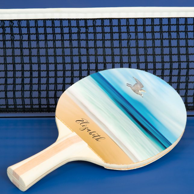 Beach sea ocean summer monogram name ping pong paddle (Insitu)