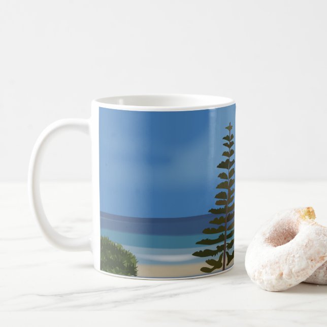 Beach Sea Pine Tree Nature Coffee Mug (With Donut)