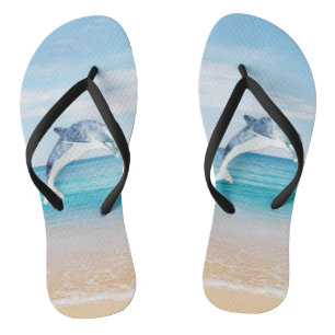 Beach,Sea,Sand,Dolphin Flip Flops