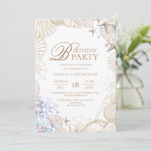 Beach Sea Shell 16th Birthday Party Invitation