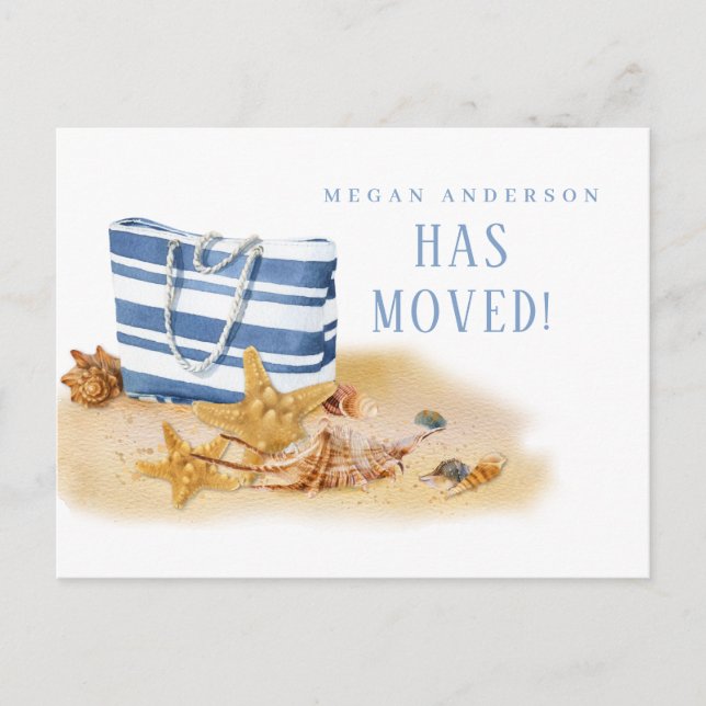 Beach Sea Shell Moving Announcement Postcard (Front)