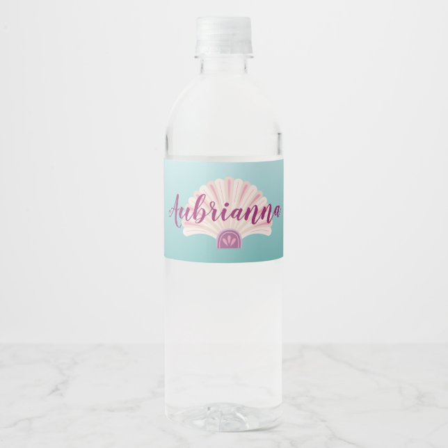 Beach Sea Shell Water Bottle Label (Front)