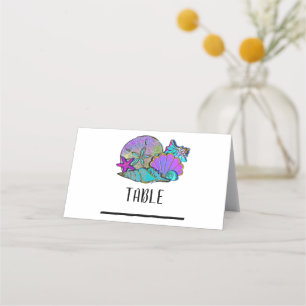 Beach Sea Shells Glitter Sparkle Birthday Party Place Card