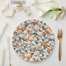 Beach sea shells iridescent collage nautical chic
