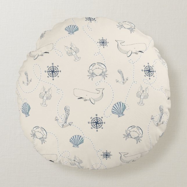 Beach Sea Shells Round Pillow (Front)