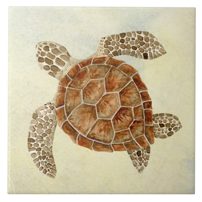 Beach Sea Turtle Coastal Ocean Seashore Sand Tile (Front)