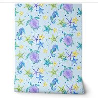Beach Sea Turtle Seahorse Watercolor Starfish Baby