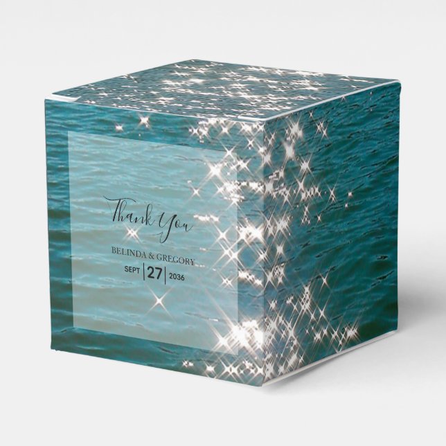 Beach Sea Water Sparkles Wedding  Favor Box (Front Side)