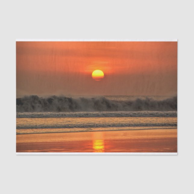 Beach Sea Wave Sunset Tissue Paper (Front)