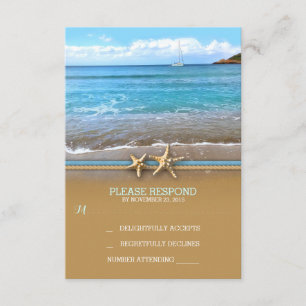 Beach sea wedding RSVP cards