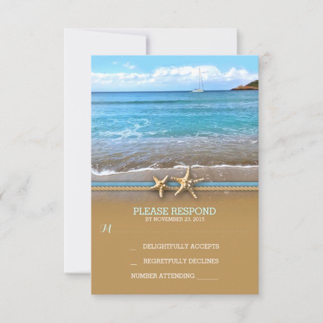 Beach sea wedding RSVP cards (Front)