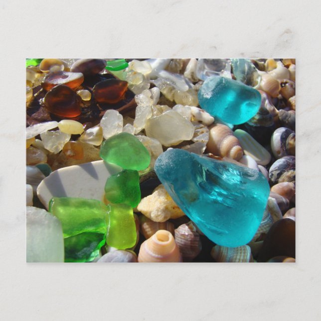 Beach Seaglass postcards Agate Rocks Shells (Front)