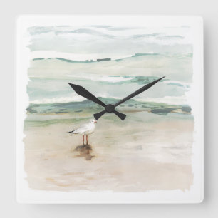 Beach Seagull Cove Square Wall Clock