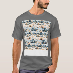 Beach Seamless Pattern Summer Palm Tree Waves Coas T-Shirt