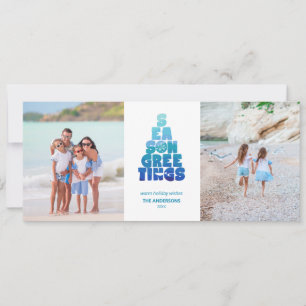 Beach Seas And Greetings Holiday Card