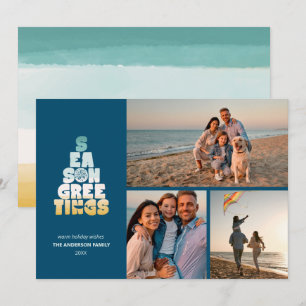 Beach Seas And Greetings Holiday Card