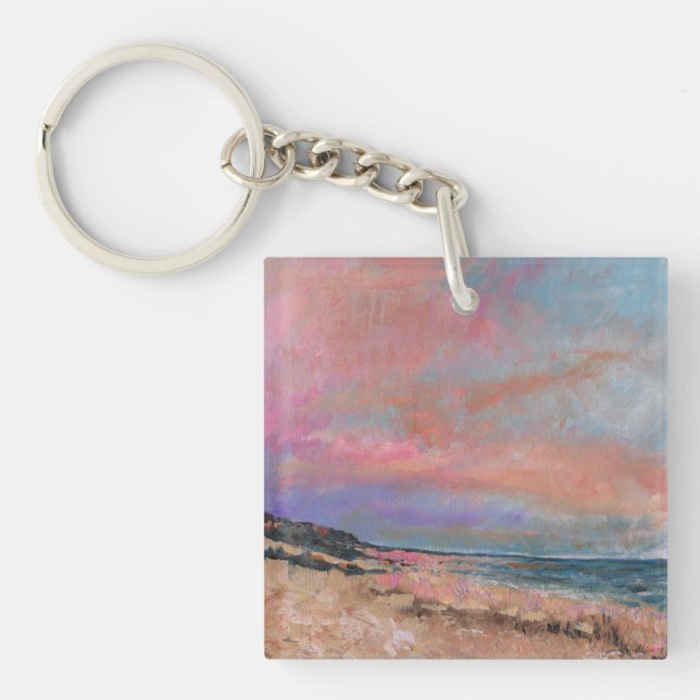 Beach Seascape Fine Art Beach Painting Keychain (Front)