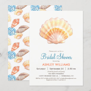 Beach Seashell Bridal Shower Invitation