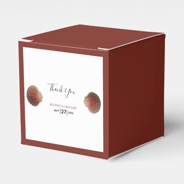 Beach Seashell Clams Wedding Favor Box (Front Side)