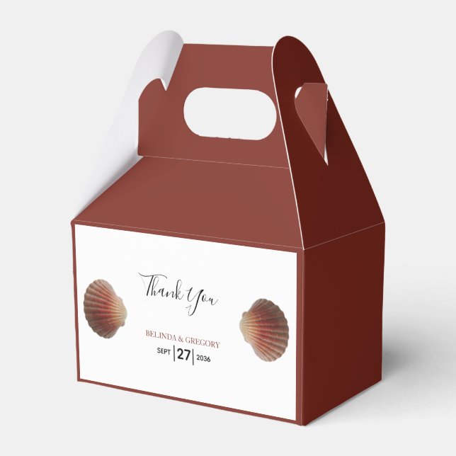Beach Seashell Clams Wedding Favor Box (Front Side)