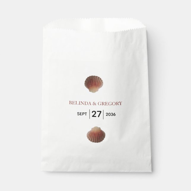 Beach Seashell Clams Wedding  Favour Bag (Front)