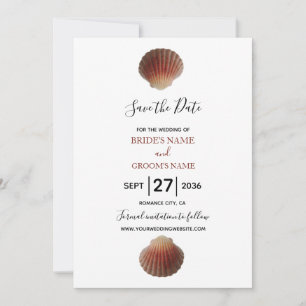 Beach Seashell Clams Wedding Save The Date