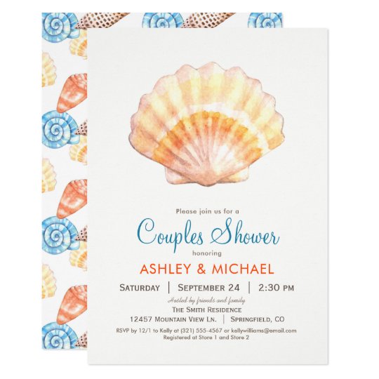 Beach Seashell Couples Shower Invitation