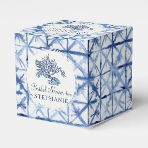 Beach Seashell Modern Blue and White Bridal Shower Favor Box