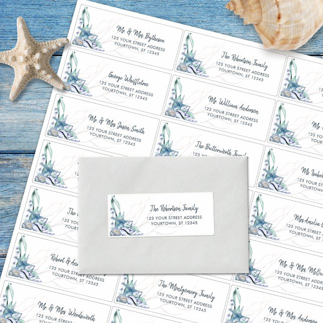 Beach Seashell Ocean Mariage Étiquettes de adresse (Créateur téléchargé)
