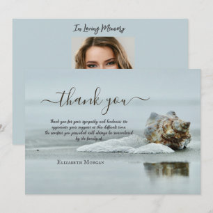Beach Seashell Photo Celebration Of Life Thank You Card