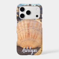 Beach Seashell Photo Monogram Name Script Modern