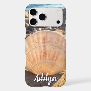 Beach Seashell Photo Monogram Name Script Stylish