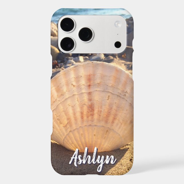 Beach Seashell Photo Monogramme Nom Script élégant (Verso)