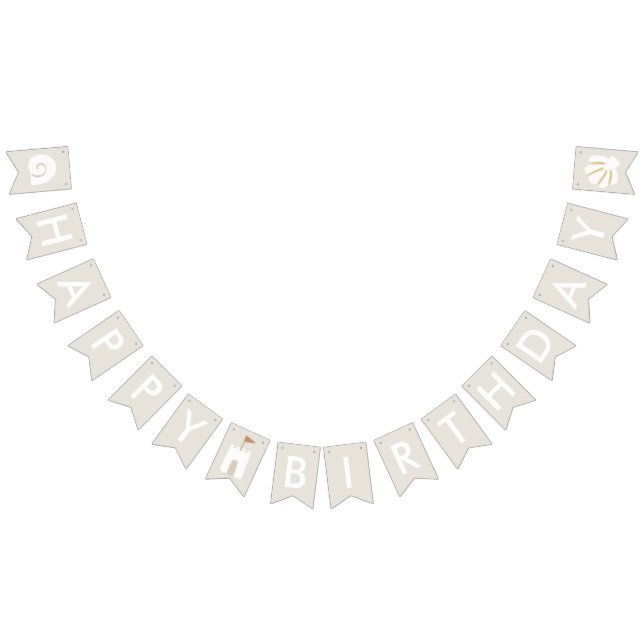 Beach Seashell Sandcastle Starfish Happy Birthday Bunting Flags (All)