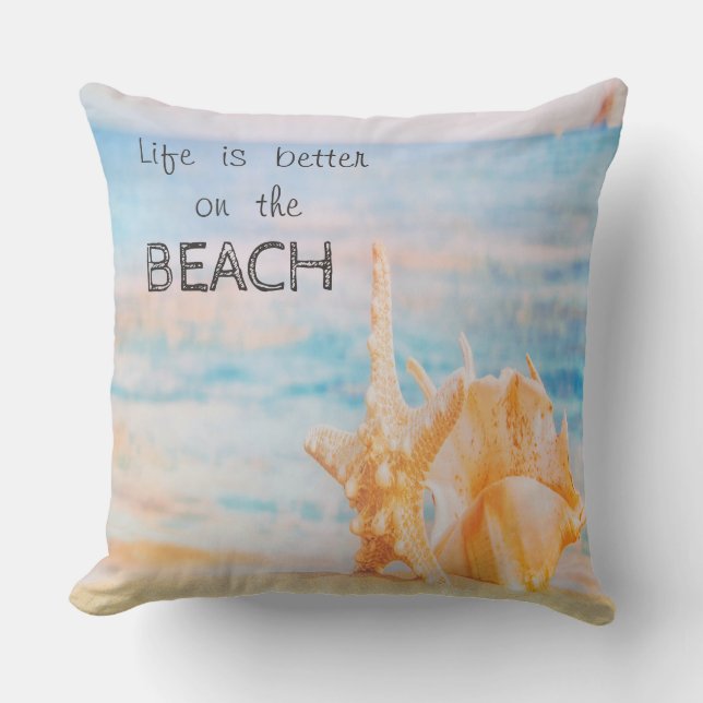 Beach,Seashell,Seastar Throw Pillow (Front)