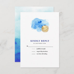 Beach   Seashell Watercolor Wedding RSVP Cards