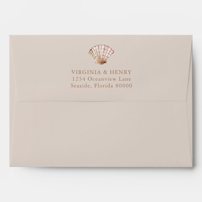 Beach Seashell Wedding Envelope (Back (Top Flap))