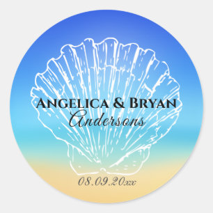 Beach Seashell Wedding Sticker