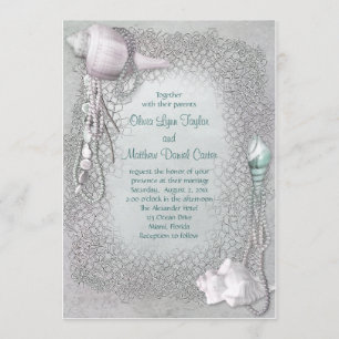 Beach Seashells Beach Wedding Invitation