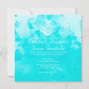 Beach Seashells Destination Wedding Invitations