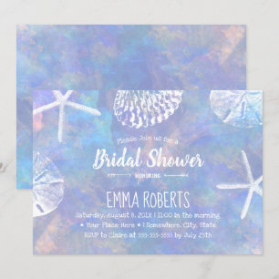 Beach Seashells Elegant Watercolor Bridal Shower Invitation