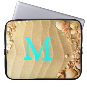 Beach Seashells Hawaii Monogram 15" Laptop Case