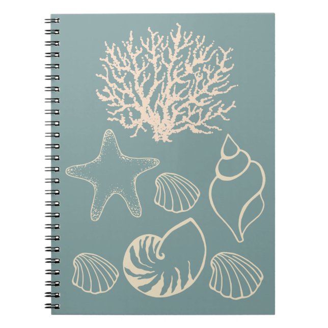 Beach Seashells Journal nautique Carnet Cadeau (Devant)