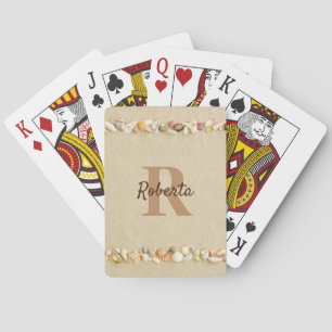 Beach Seashells Monogram Playing Cards