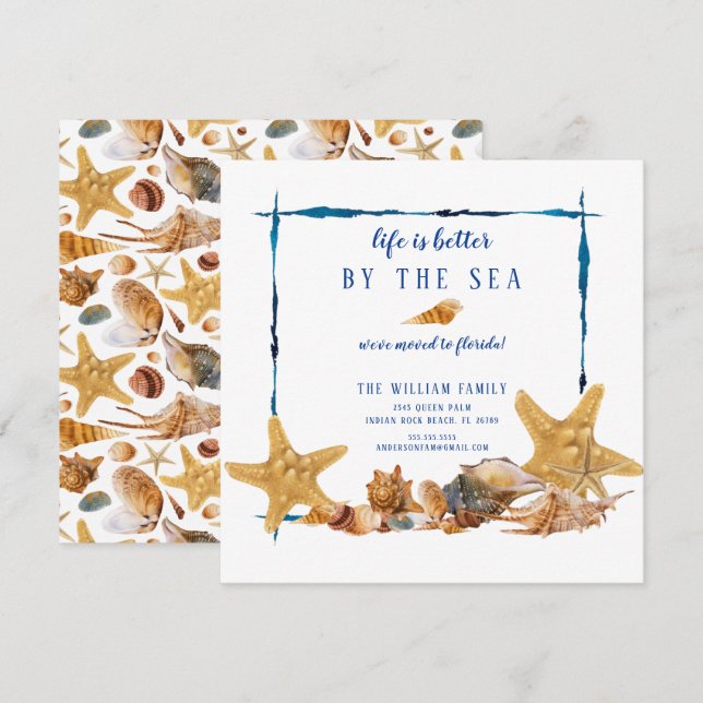 Beach Seashells Moving Announcement (Front/Back)