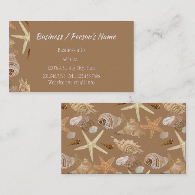 Beach Seashells Ocean Sea Vacation Holiday Custom Business Card (Front/Back)