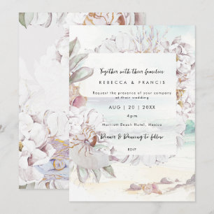 beach seashells ocean wedding invitation