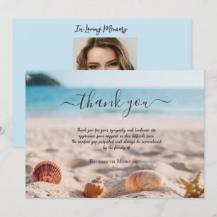 Beach Seashells Photo Celebration Of Life Thank You Card