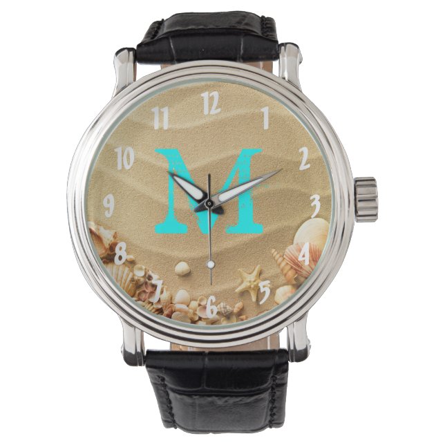 Beach Seashells Sand Hawaii Resort Wrist Watch (Front)